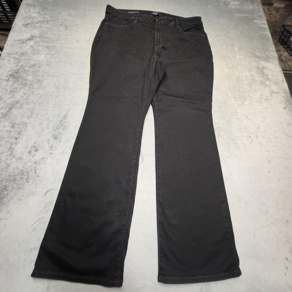 NYDJ Jeans Womens 14W Black Barbara Bootcut Chino Lift Tuck Pockets Zip Fly
